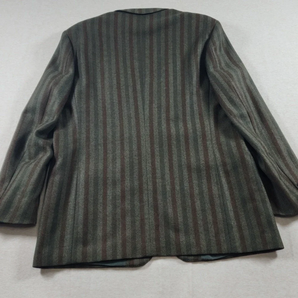 Vintage Lanerossi Mens XL 46 Stripe Wool Blazer Jacket Italy Dark Academia